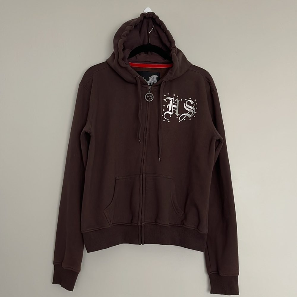 Vintage Heavenly Sins Embellished Full-Zip Hooded Mens Jacket Sz  L